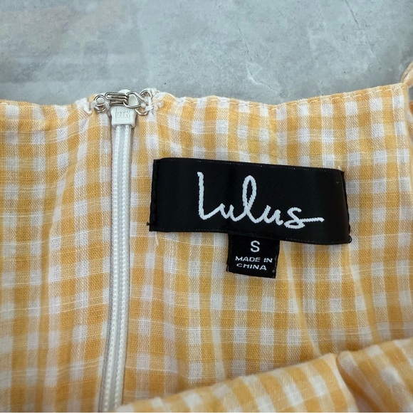 Women’s Lulus Music City Gingham Tie Front Spaghetti Strap Mini Dress Small - Picture 12 of 16